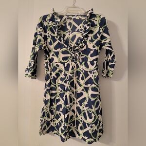 Mud Pie Navy and Green Anchor Dress